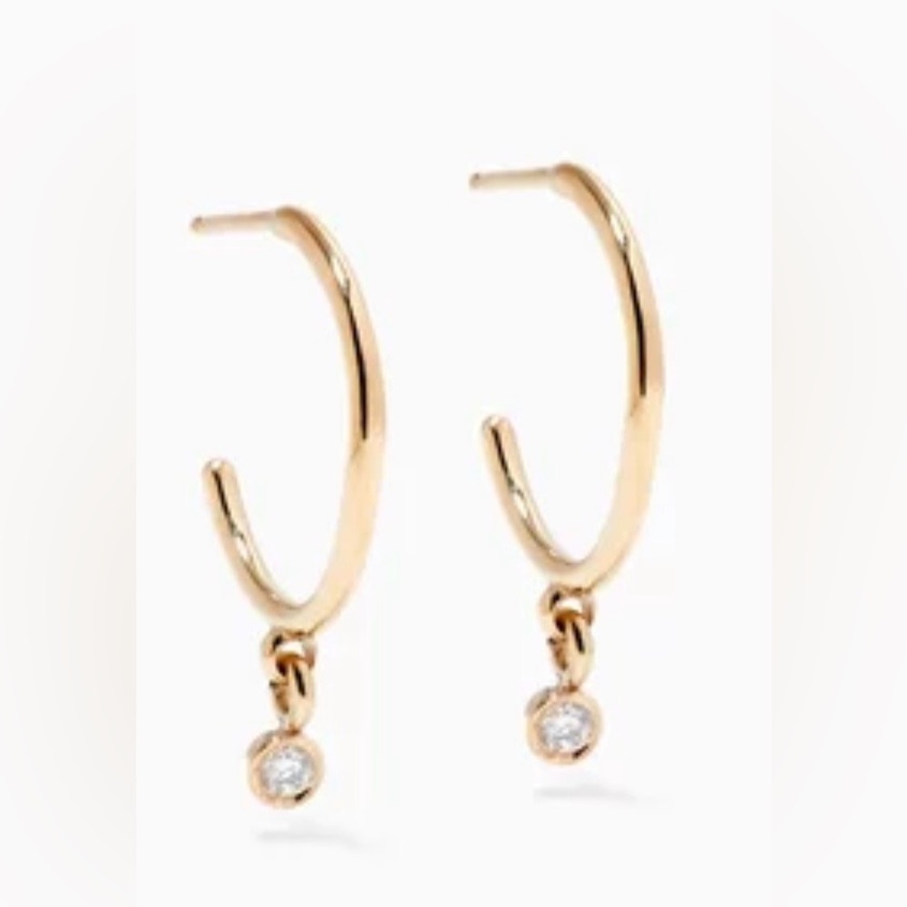 ‼️RARE‼️✨Stone and Strand✨🔥NWT🔥10K Gold Diamond Huggie Earrings